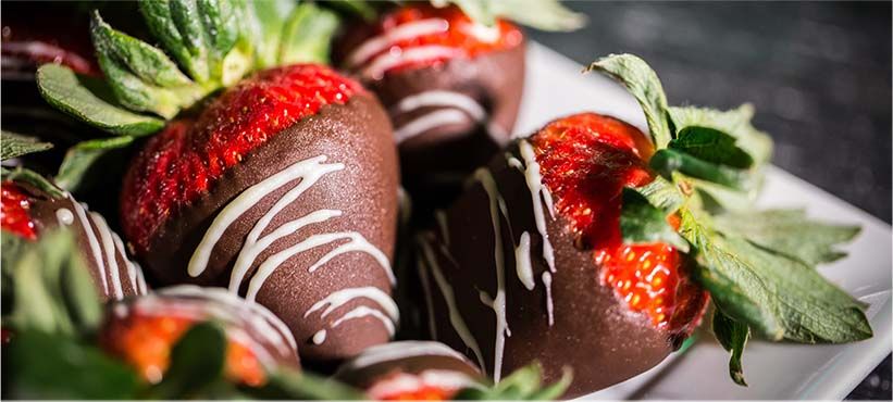 Plate of chocolate covered strawberries